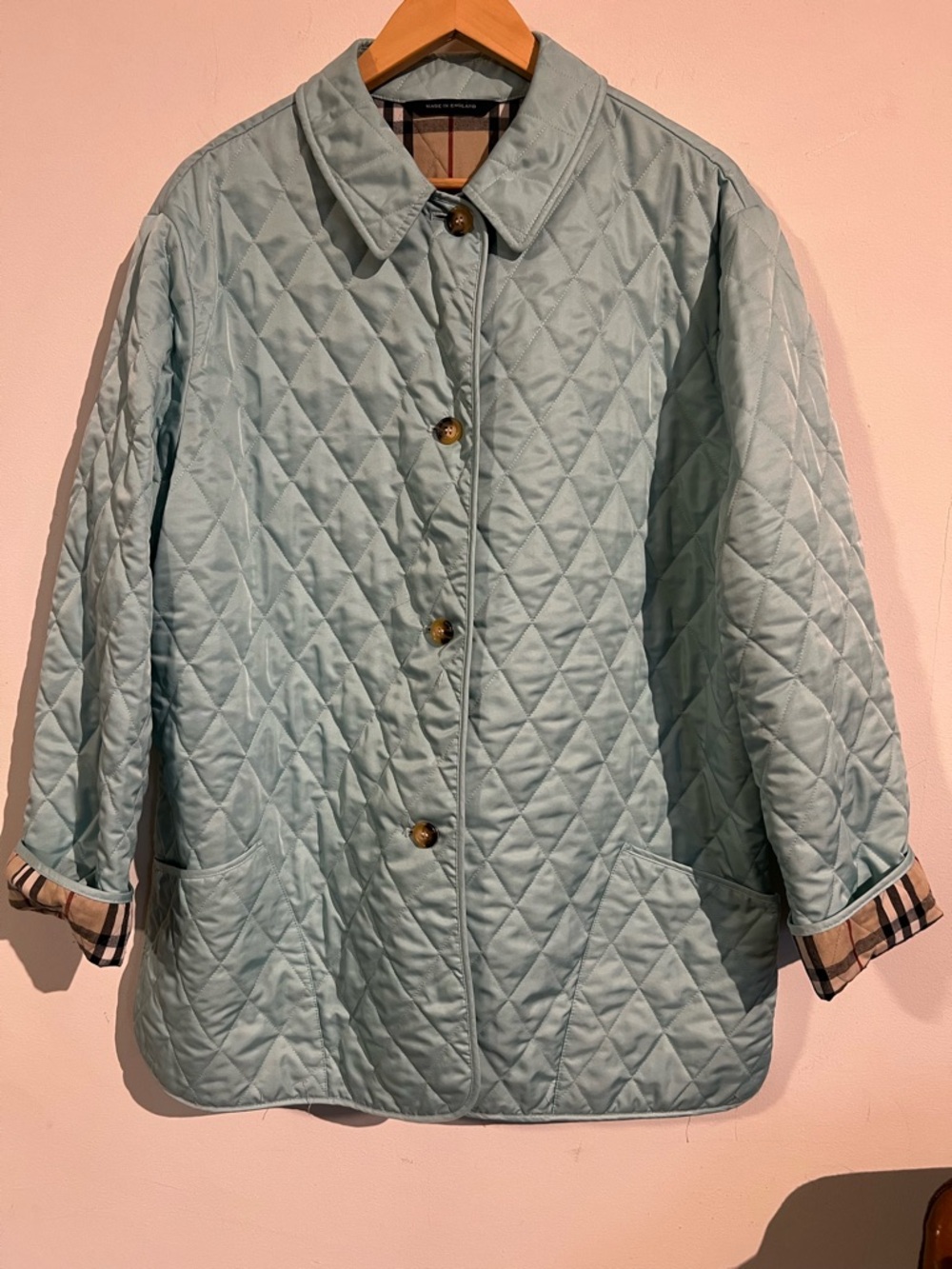 Burberry light blue quilted jacket XL RARE